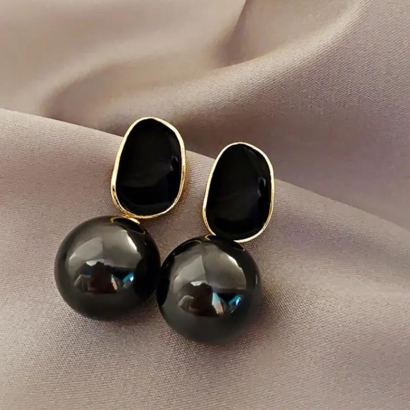 Elegant Big Faux Pearl Dangle Earrings Temperament Alloy Ear Jewelry Female Decor Gift