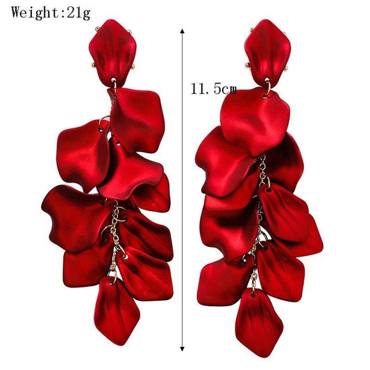 Rose Flower Long Dangle Earrings for Women Elegant Tassel Earrings Gift