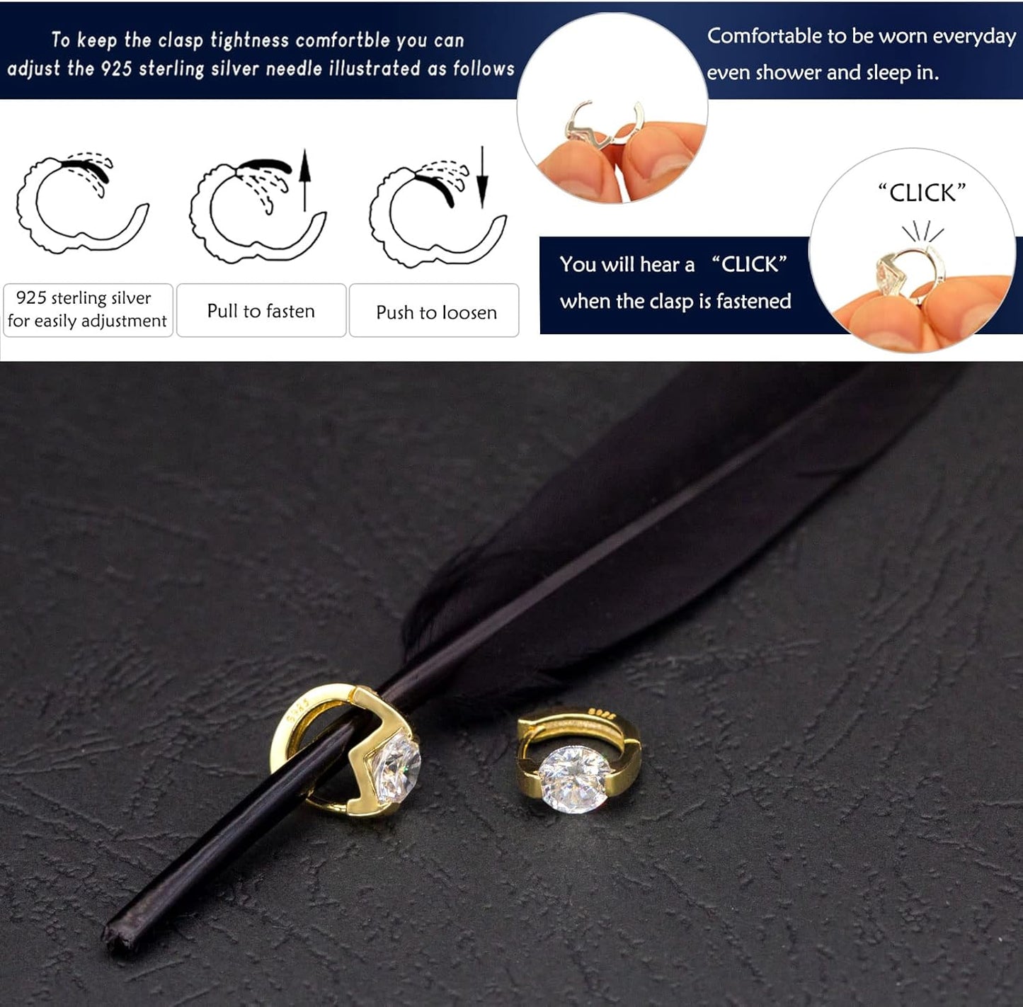 Small Gold Hoop Earrings for Women 14K Real Gold Plated Cubic Zirconia Huggie Earrings Tiny Cute Cartilage Hypoallergenic Earrings Jewelry Gifts for Women