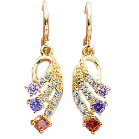 Earrings，Valentine'S Day Gifts European and American Fashion Trends 18K Gold-Plated Gemstone Earring,Hypoallergenic Earrings for Women,Clearance