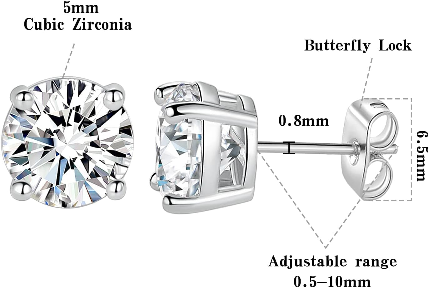 Sparkle in Style! ✨ Check out our 18K White Gold Plated Stud Earrings Set for Everyone! 💎 Perfectly Graduated Clear Cubic Zirconia from 3-8mm! #JewelryGoals #Earrings #Fashion