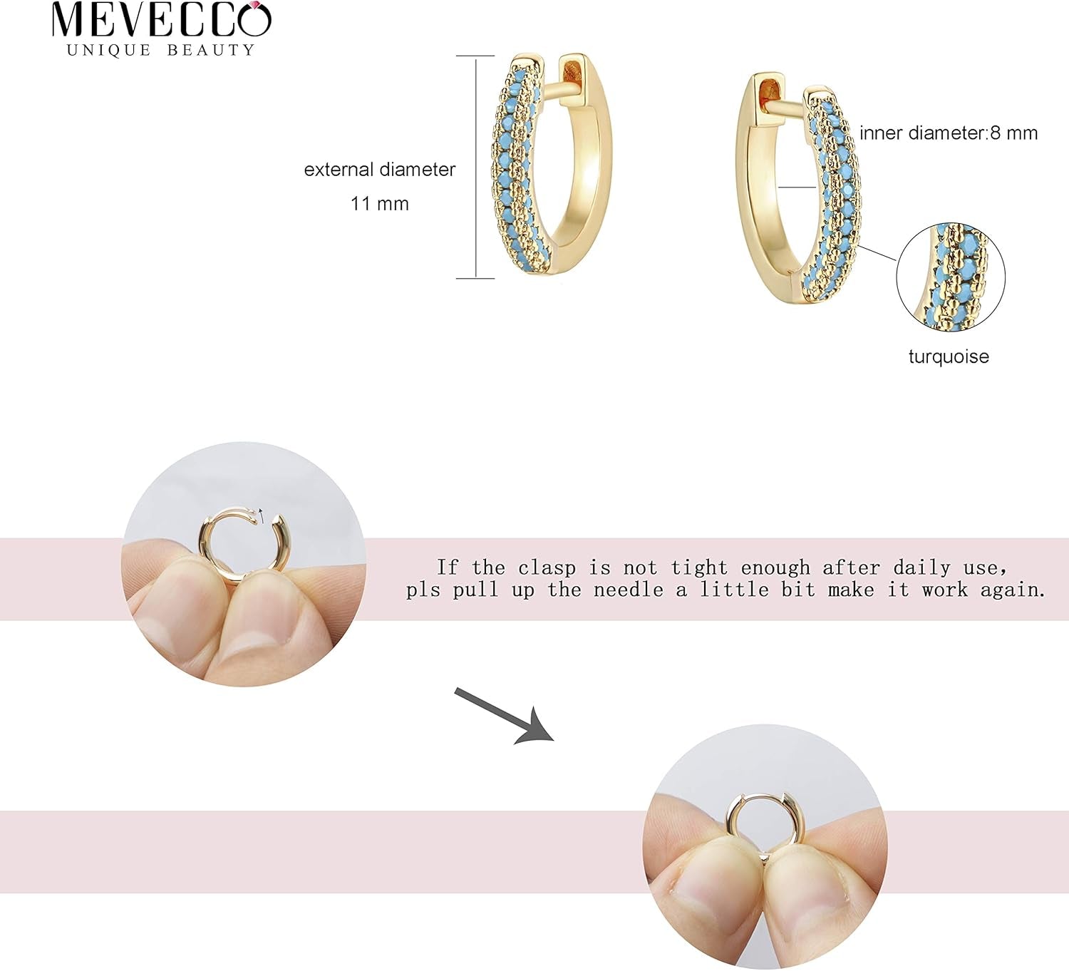 14K Gold Plated Hoop Earrings with Cubic Zirconia Dainty Huggie Earrings for Women
