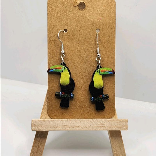 Colorful Toucan Earrings Plastic for Women - Tropical Costume Jewelry & Accessories